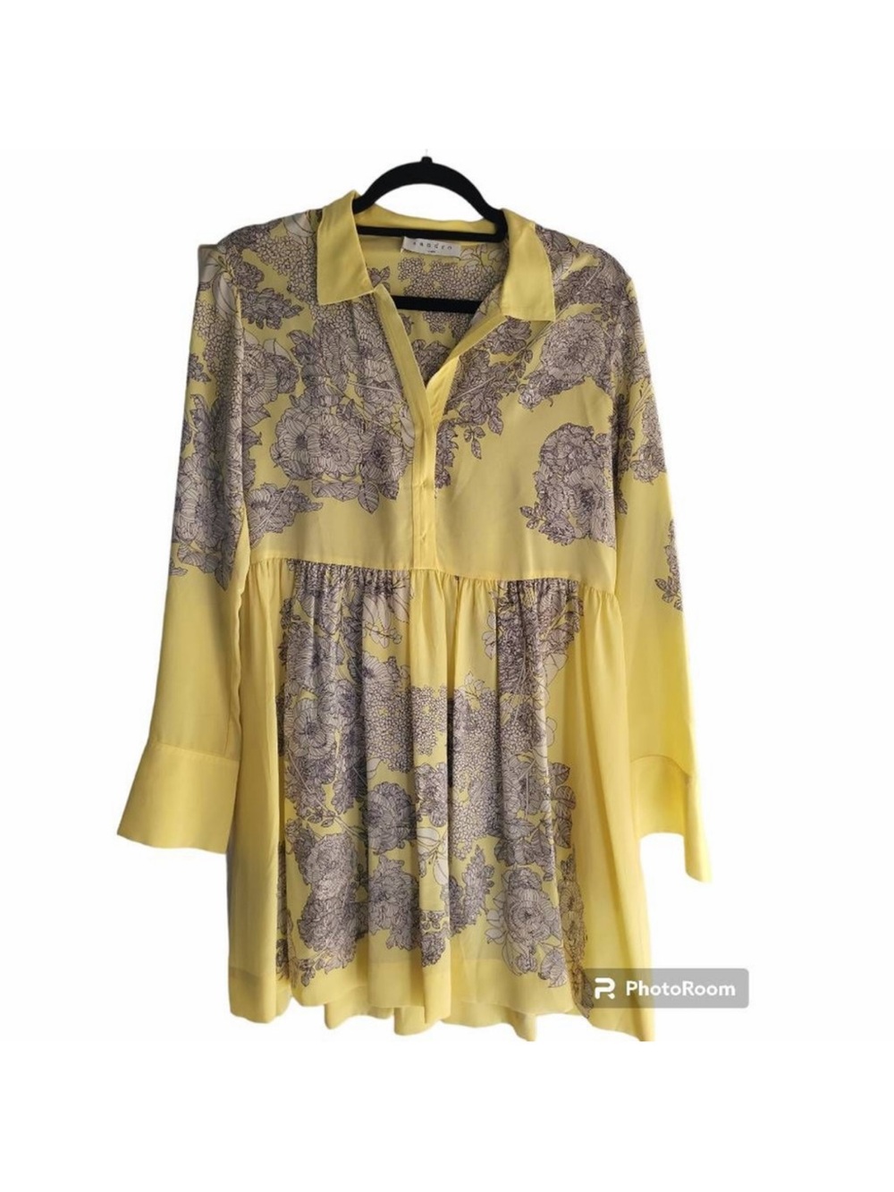 Yellow Floral Print Midi Dress 🌹